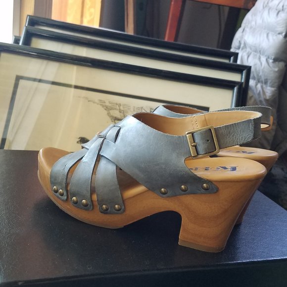 Kork-ease size 6 open-to wood platform wedge sanda - Picture 1 of 8